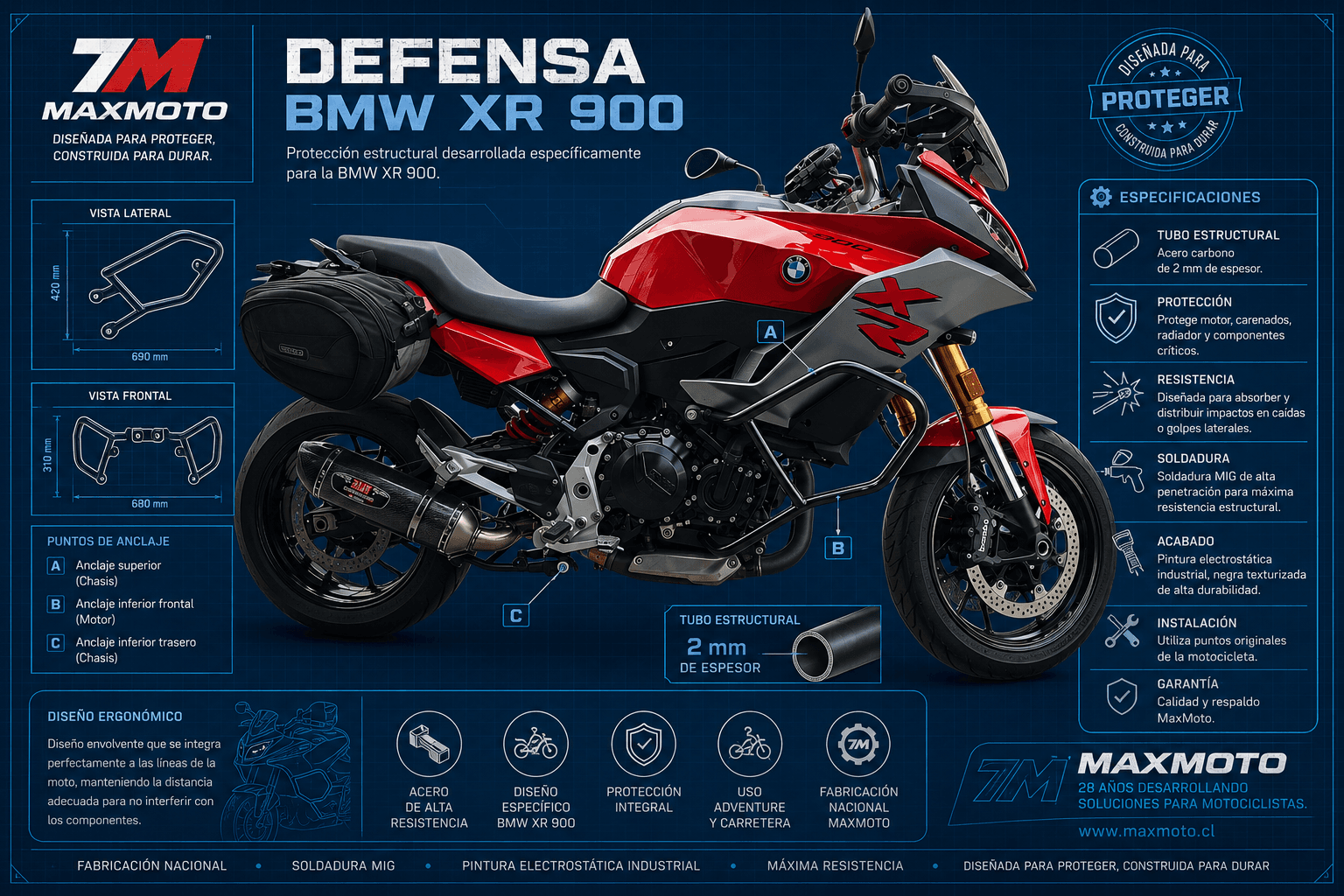 Defensa BMW F900XR Crash Bar MaxMoto - Imagen 3